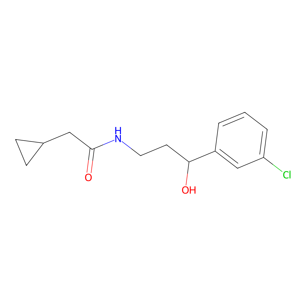 N-[3-(3-chlorophenyl)-3-hydroxypropyl]-2-cyclopropylacetamide molecular structure, CAS 2034456-74-9