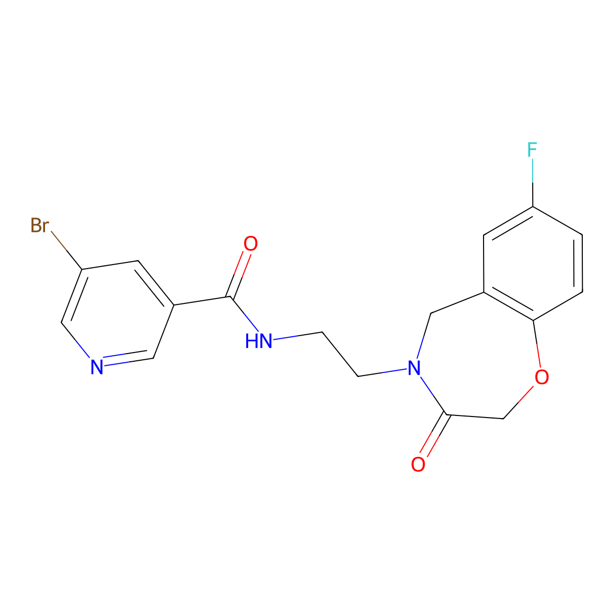 5-bromo-N-(2-(7-fluoro-3-oxo-2,3-dihydrobenzo[f][1,4]oxazepin-4(5H)-yl)ethyl)nicotinamide molecular structure, CAS 2034456-76-1