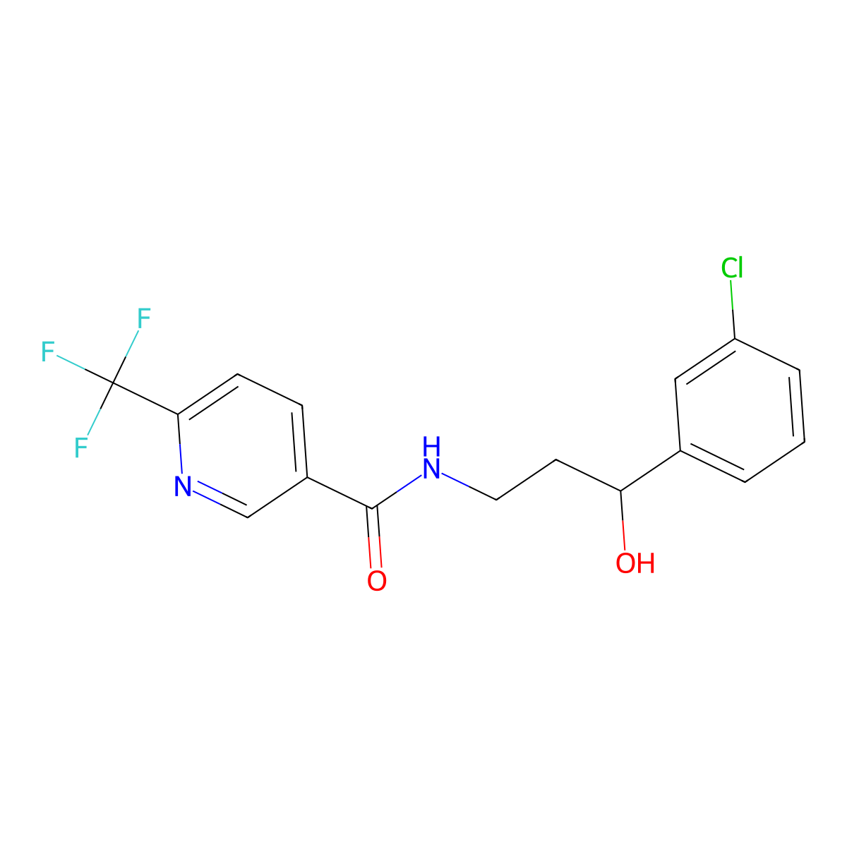 N-(3-(3-chlorophenyl)-3-hydroxypropyl)-6-(trifluoromethyl)nicotinamide molecular structure, CAS 2034456-80-7