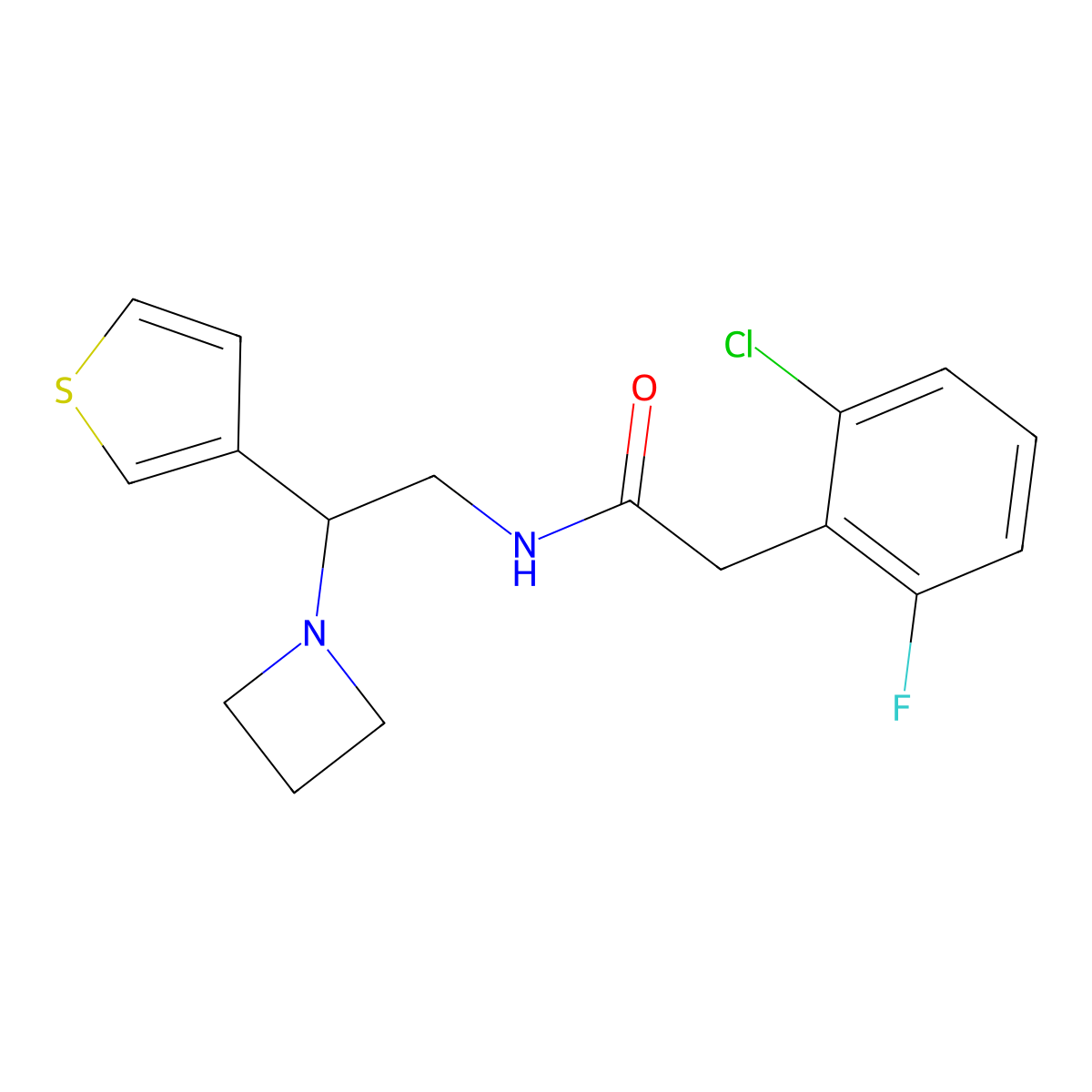 N-(2-(azetidin-1-yl)-2-(thiophen-3-yl)ethyl)-2-(2-chloro-6-fluorophenyl)acetamide molecular structure, CAS 2034456-81-8