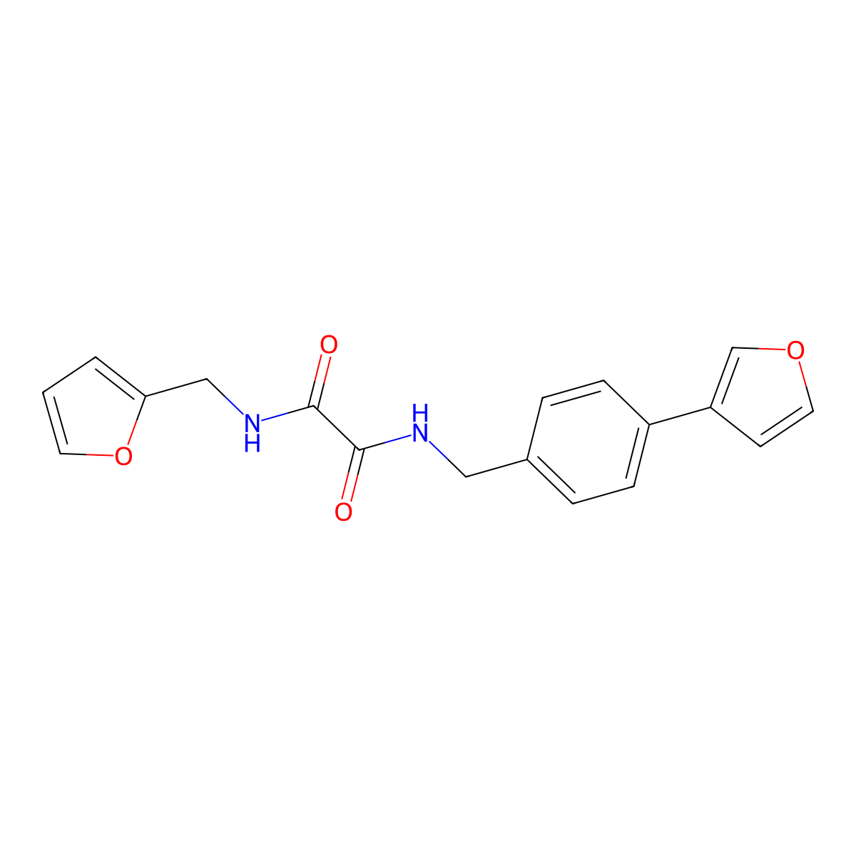 N1-(furan-2-ylmethyl)-N2-(4-(furan-3-yl)benzyl)oxalamide molecular structure, CAS 2034456-82-9