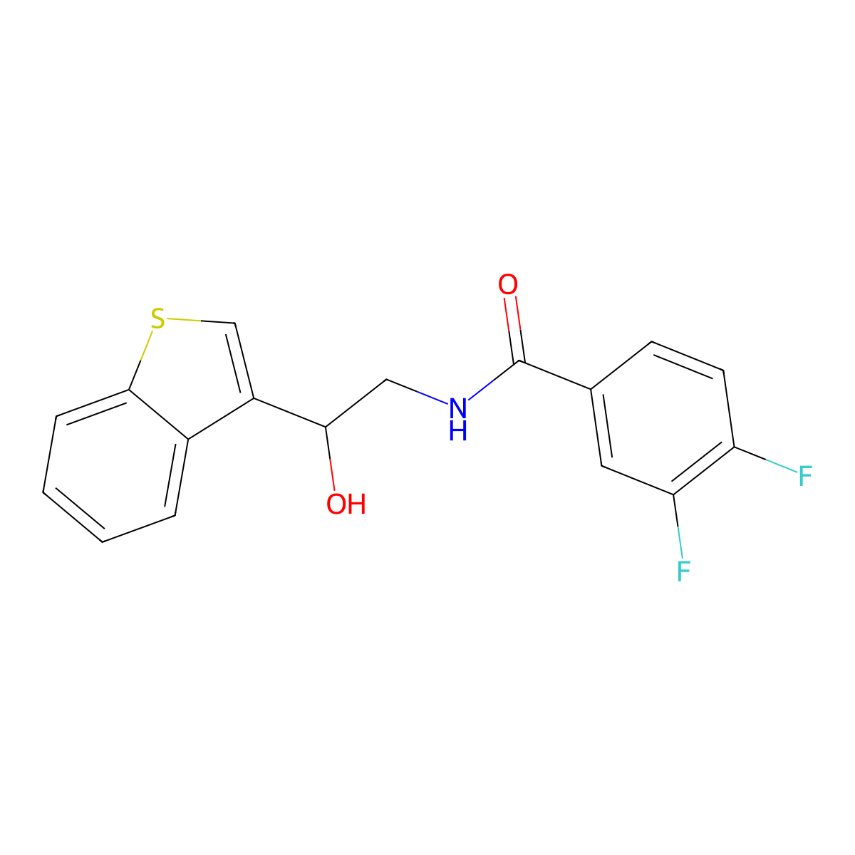 N-(2-(benzo[b]thiophen-3-yl)-2-hydroxyethyl)-3,4-difluorobenzamide molecular structure, CAS 2034456-83-0