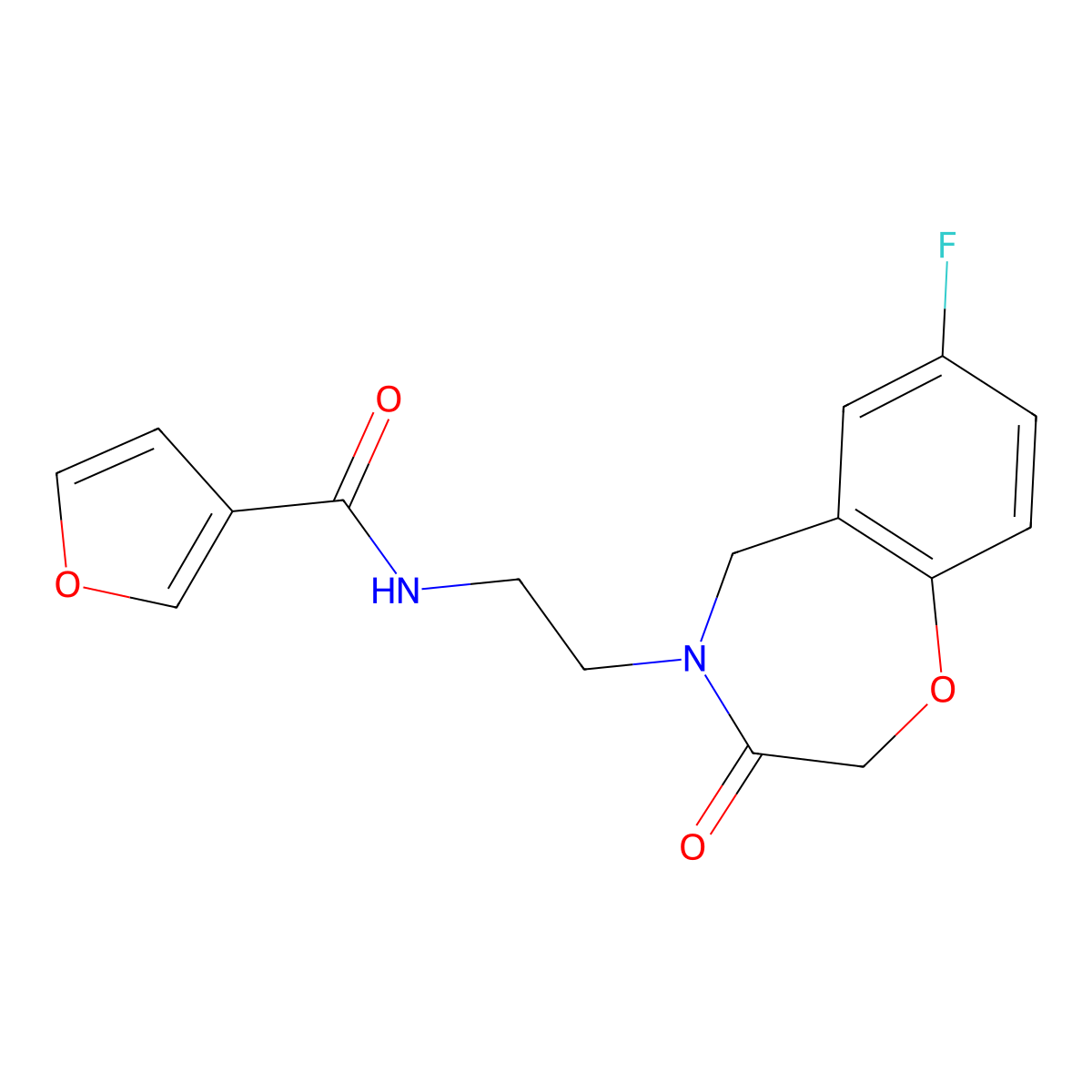 N-(2-(7-fluoro-3-oxo-2,3-dihydrobenzo[f][1,4]oxazepin-4(5H)-yl)ethyl)furan-3-carboxamide molecular structure, CAS 2034456-87-4