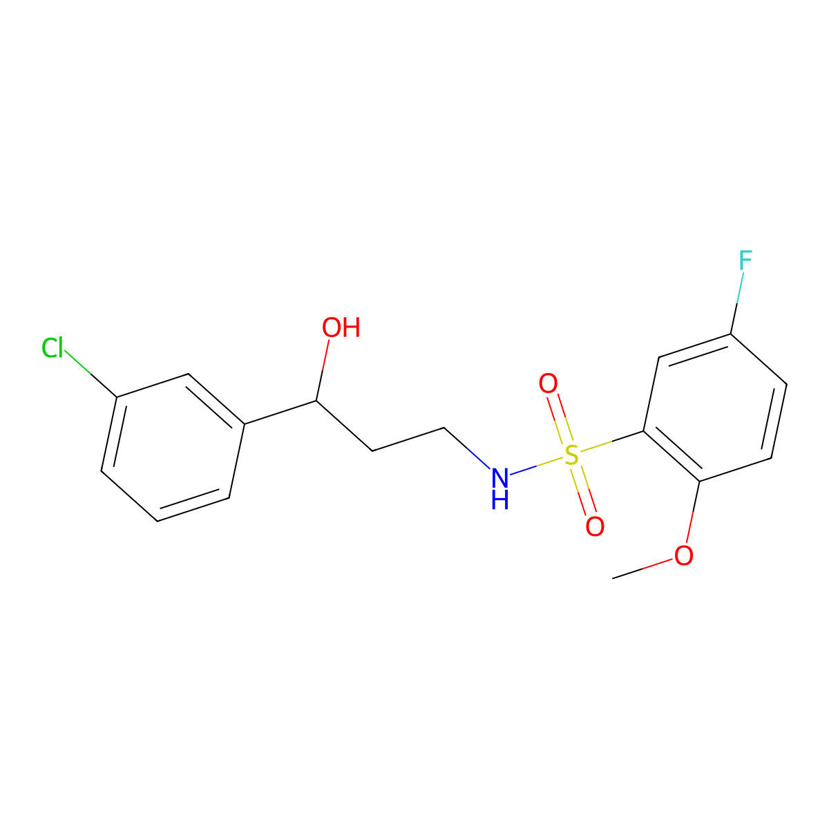 N-(3-(3-chlorophenyl)-3-hydroxypropyl)-5-fluoro-2-methoxybenzenesulfonamide molecular structure, CAS 2034456-90-9