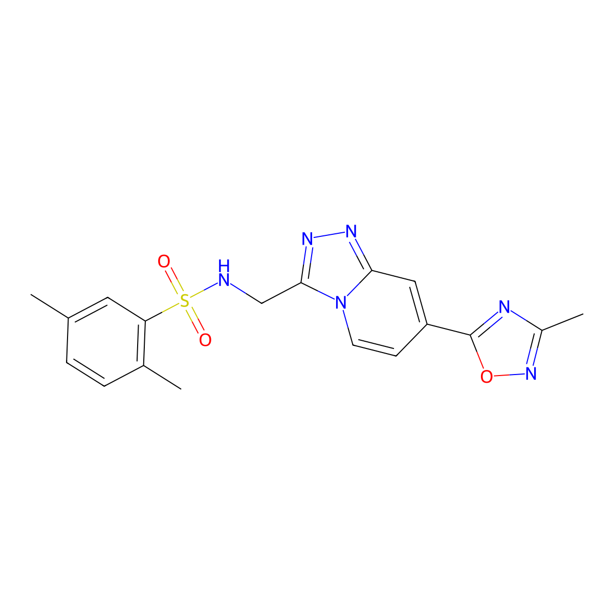 2,5-dimethyl-N-((7-(3-methyl-1,2,4-oxadiazol-5-yl)-[1,2,4]triazolo[4,3-a]pyridin-3-yl)methyl)benzenesulfonamide molecular structure, CAS 2034456-97-6