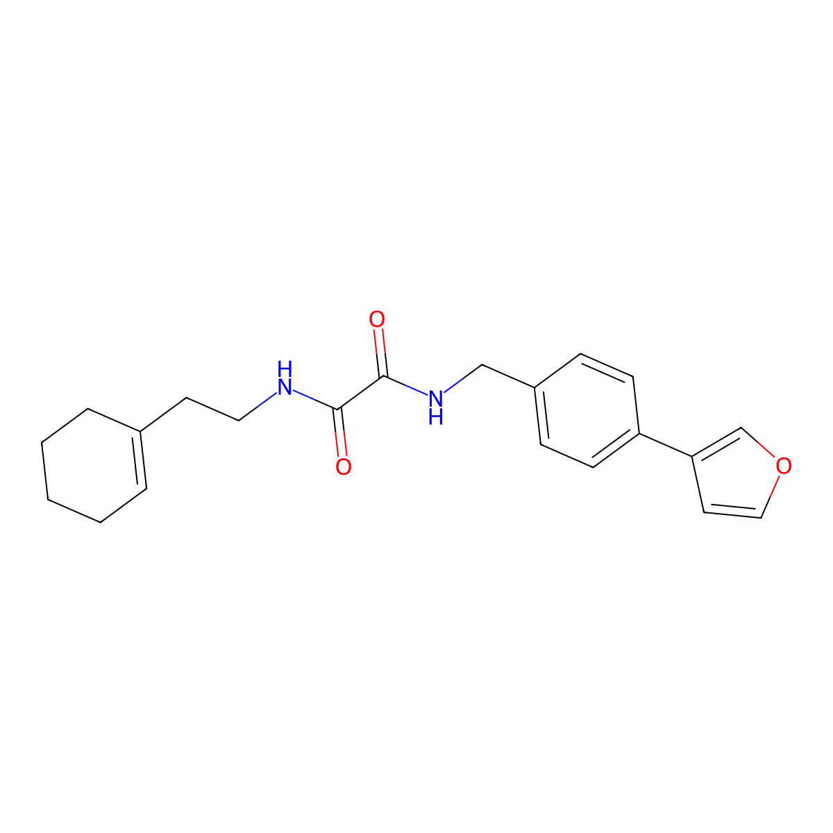 N1-(2-(cyclohex-1-en-1-yl)ethyl)-N2-(4-(furan-3-yl)benzyl)oxalamide molecular structure, CAS 2034457-01-5