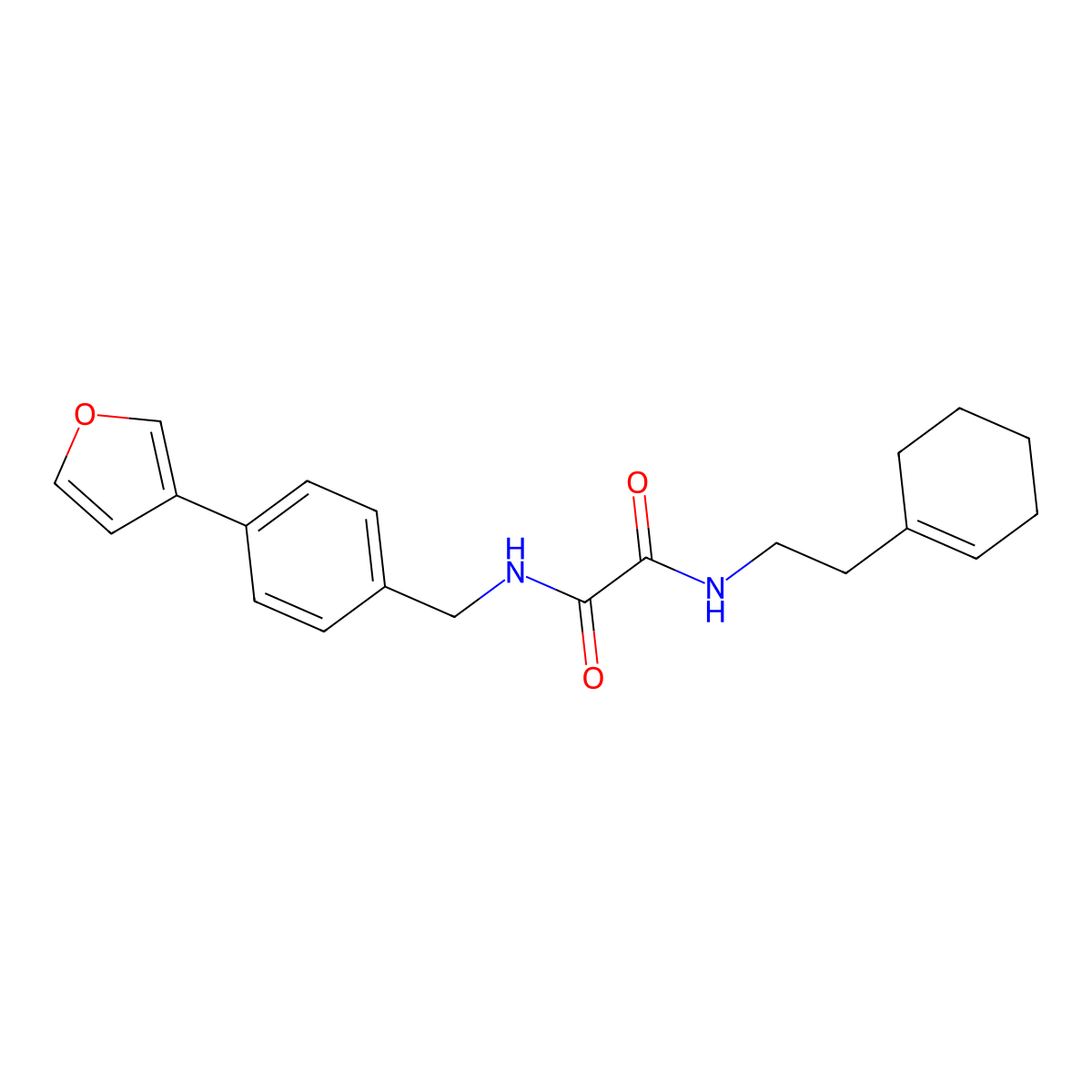 N1-(2-(cyclohex-1-en-1-yl)ethyl)-N2-(4-(furan-3-yl)benzyl)oxalamide molecular structure, CAS 2034457-01-5