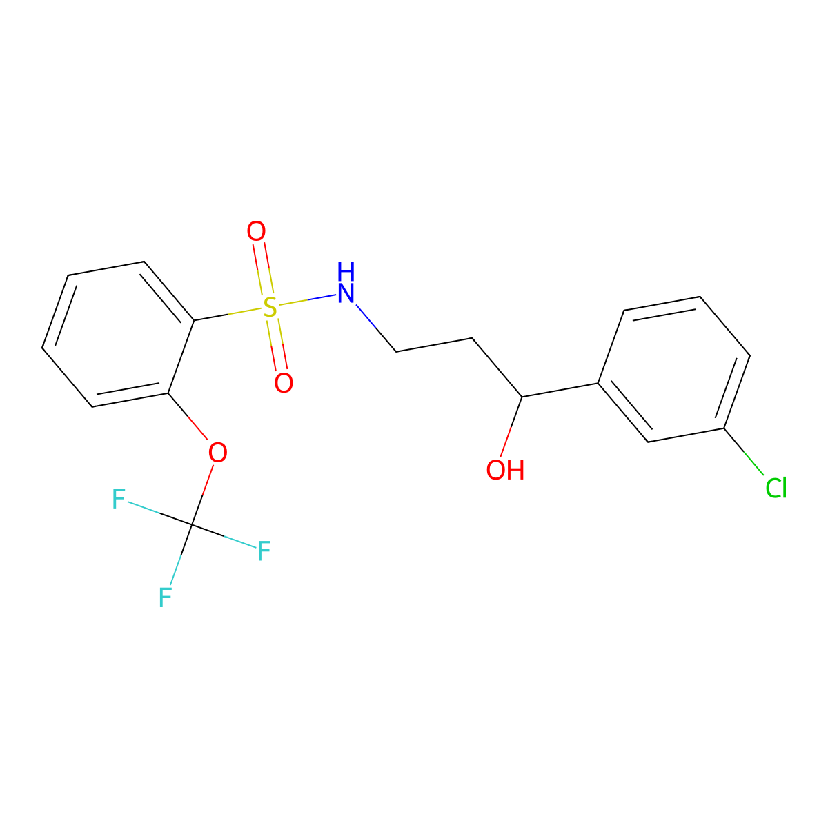N-(3-(3-chlorophenyl)-3-hydroxypropyl)-2-(trifluoromethoxy)benzenesulfonamide molecular structure, CAS 2034457-03-7