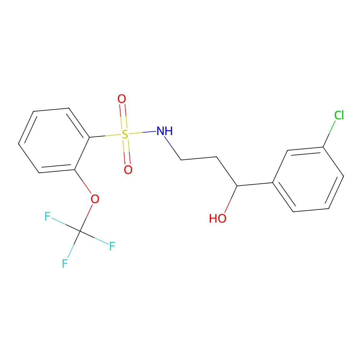 N-(3-(3-chlorophenyl)-3-hydroxypropyl)-2-(trifluoromethoxy)benzenesulfonamide molecular structure, CAS 2034457-03-7