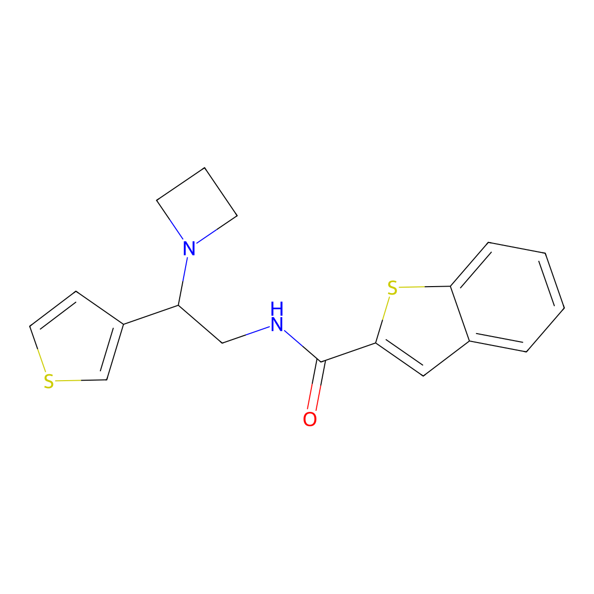 N-(2-(azetidin-1-yl)-2-(thiophen-3-yl)ethyl)benzo[b]thiophene-2-carboxamide molecular structure, CAS 2034457-04-8