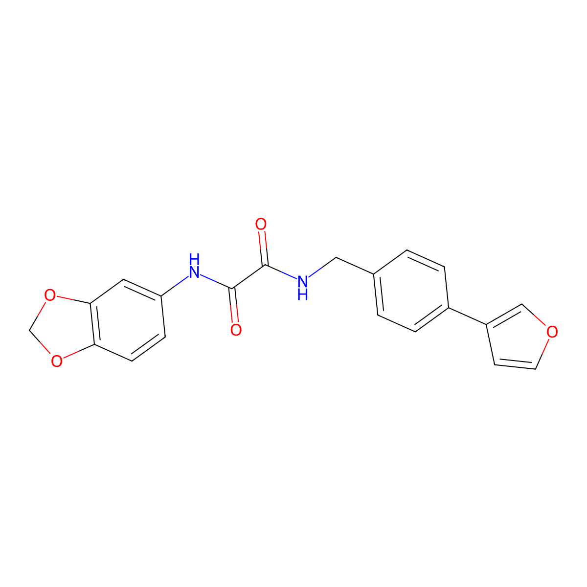 N1-(benzo[d][1,3]dioxol-5-yl)-N2-(4-(furan-3-yl)benzyl)oxalamide molecular structure, CAS 2034457-10-6