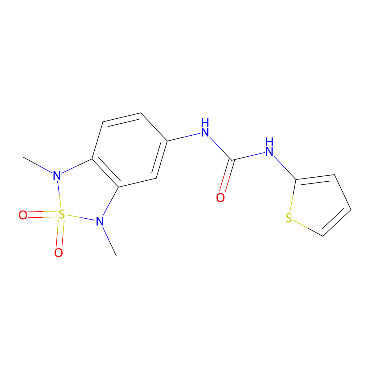 1-(1,3-Dimethyl-2,2-dioxido-1,3-dihydrobenzo[c][1,2,5]thiadiazol-5-yl)-3-(thiophen-2-yl)urea molecular structure, CAS 2034457-11-7