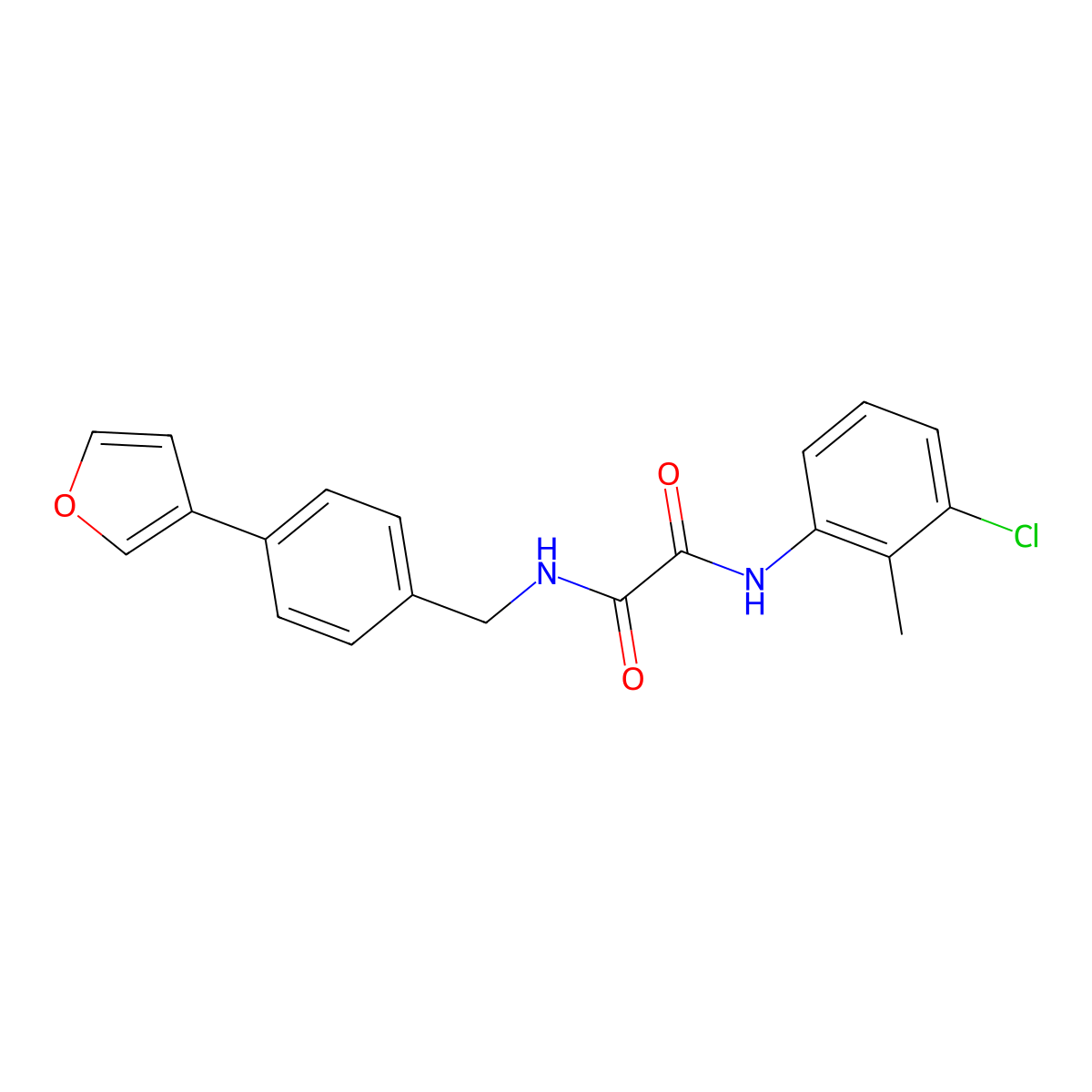 N1-(3-chloro-2-methylphenyl)-N2-(4-(furan-3-yl)benzyl)oxalamide molecular structure, CAS 2034457-14-0