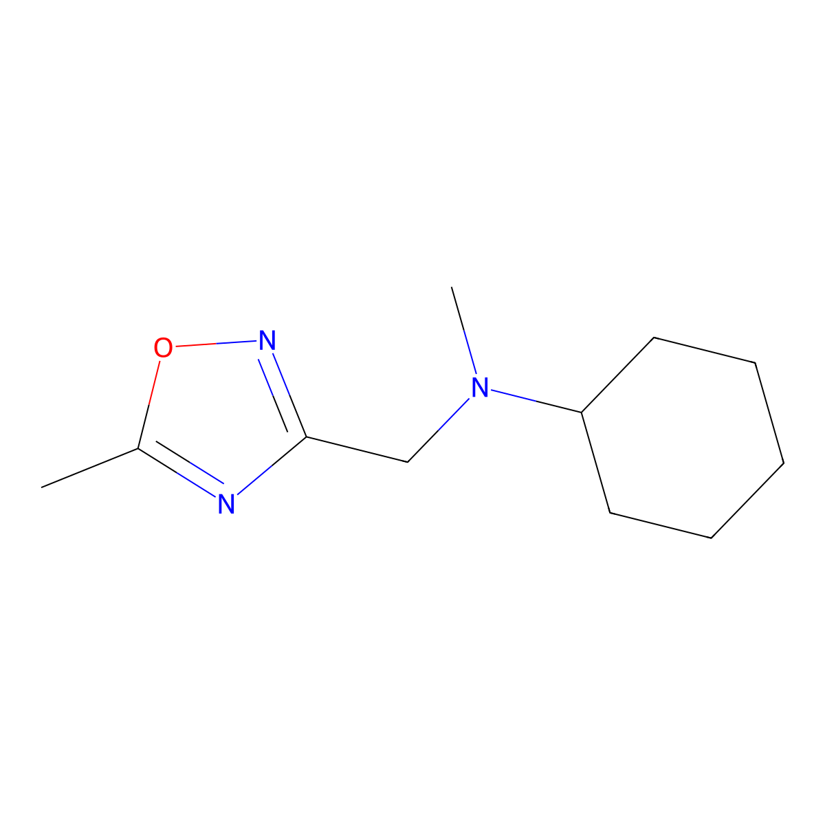 N-methyl-N-[(5-methyl-1,2,4-oxadiazol-3-yl)methyl]cyclohexanamine molecular structure, CAS 2034457-22-0
