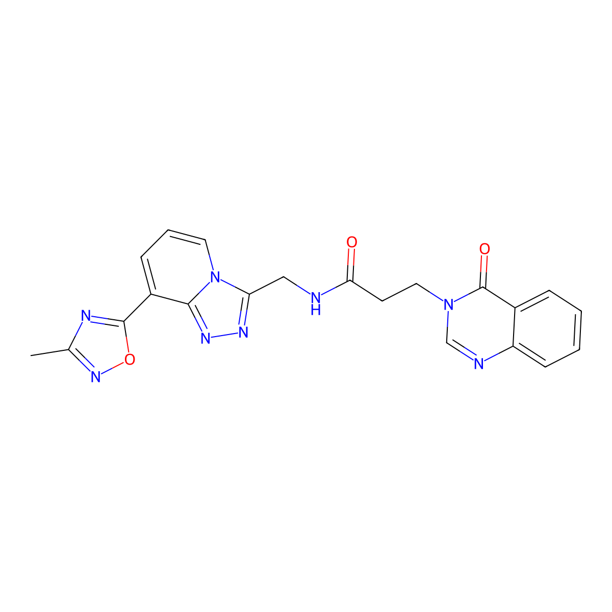 N-((8-(3-methyl-1,2,4-oxadiazol-5-yl)-[1,2,4]triazolo[4,3-a]pyridin-3-yl)methyl)-3-(4-oxoquinazolin-3(4H)-yl)propanamide molecular structure, CAS 2034457-23-1