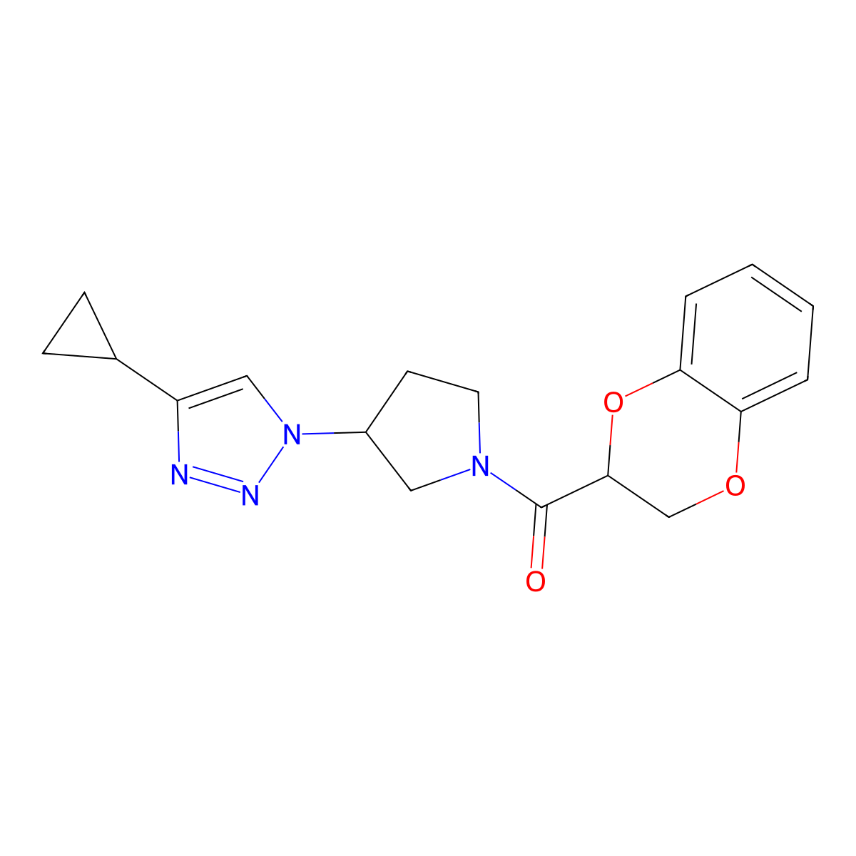 (3-(4-cyclopropyl-1H-1,2,3-triazol-1-yl)pyrrolidin-1-yl)(2,3-dihydrobenzo[b][1,4]dioxin-2-yl)methanone molecular structure, CAS 2034457-26-4
