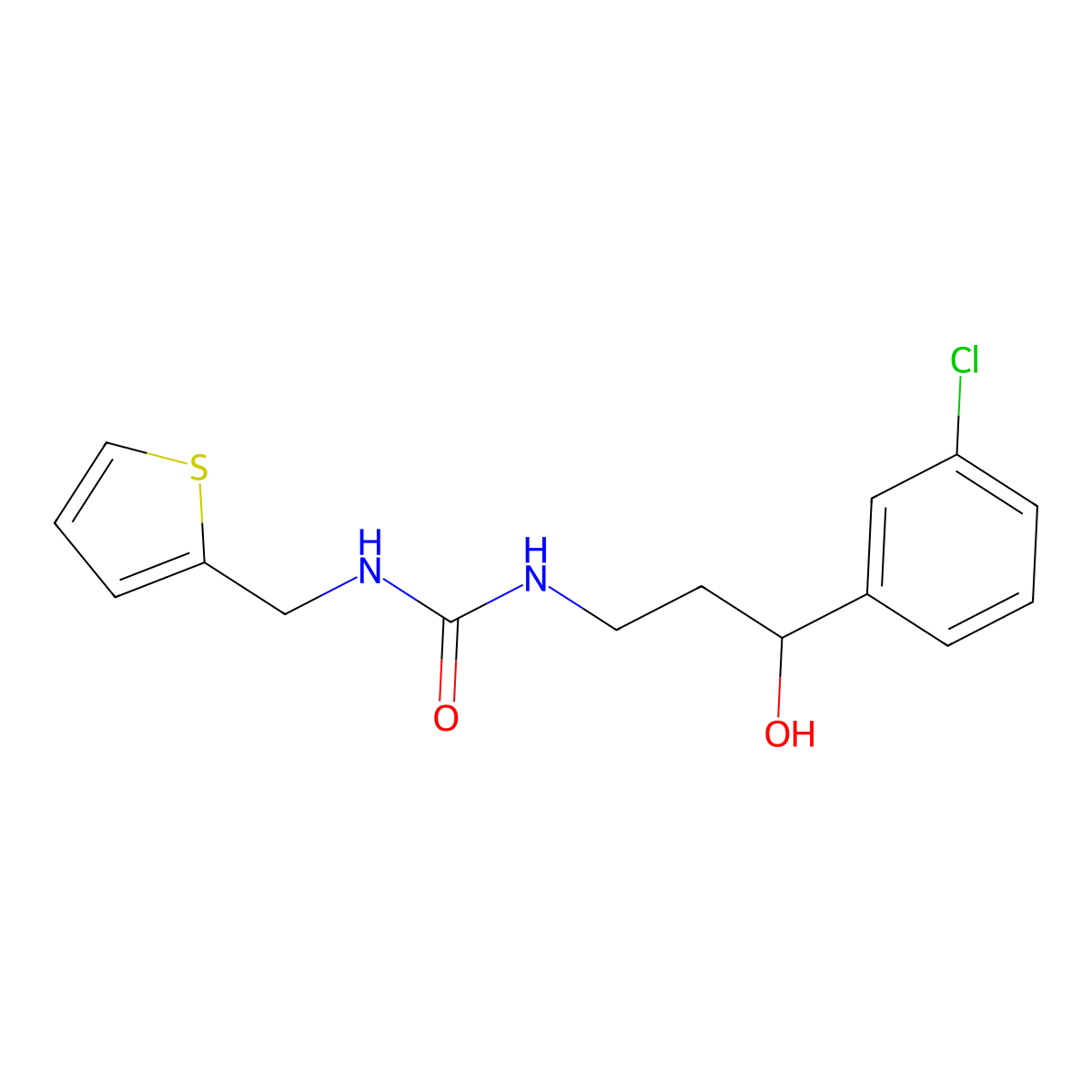1-(3-(3-Chlorophenyl)-3-hydroxypropyl)-3-(thiophen-2-ylmethyl)urea molecular structure, CAS 2034457-28-6