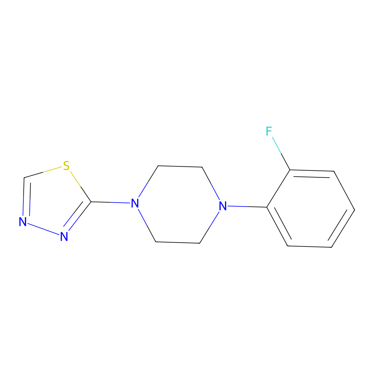 2-(4-(2-Fluorophenyl)piperazin-1-yl)-1,3,4-thiadiazole molecular structure, CAS 2034457-30-0