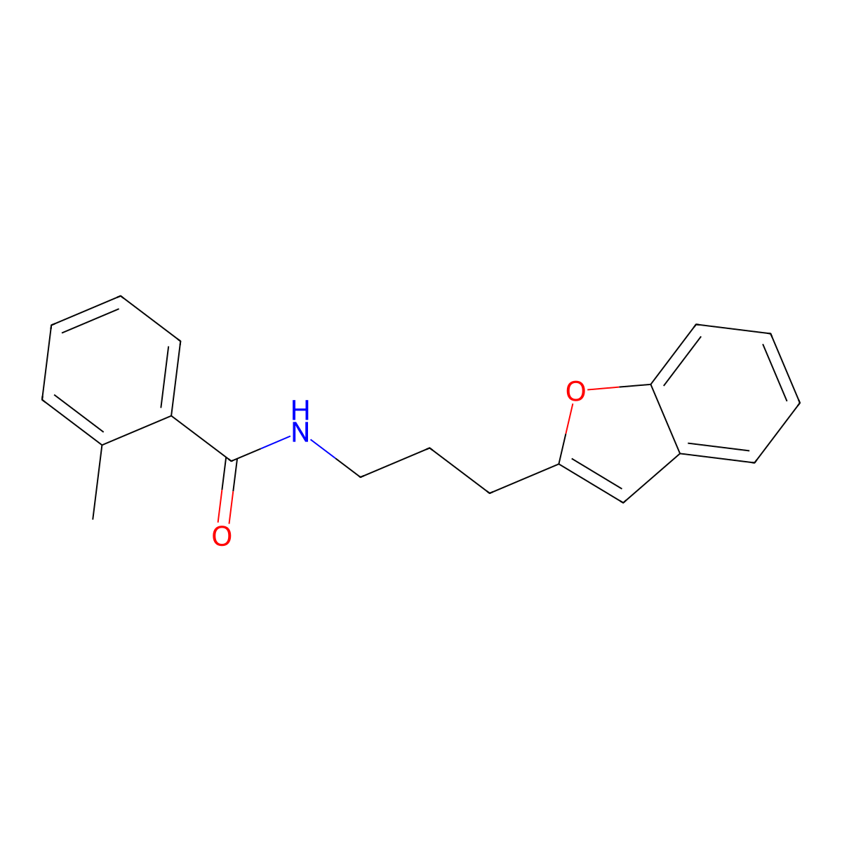 N-(3-(benzofuran-2-yl)propyl)-2-methylbenzamide molecular structure, CAS 2034457-32-2