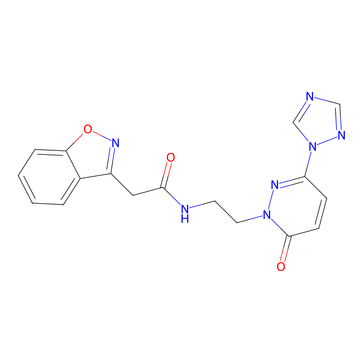 2-(benzo[d]isoxazol-3-yl)-N-(2-(6-oxo-3-(1H-1,2,4-triazol-1-yl)pyridazin-1(6H)-yl)ethyl)acetamide molecular structure, CAS 2034457-34-4