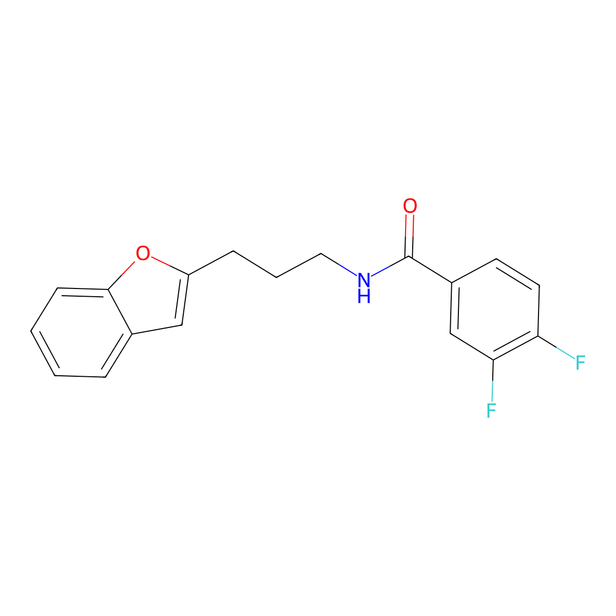 N-(3-(benzofuran-2-yl)propyl)-3,4-difluorobenzamide molecular structure, CAS 2034457-45-7