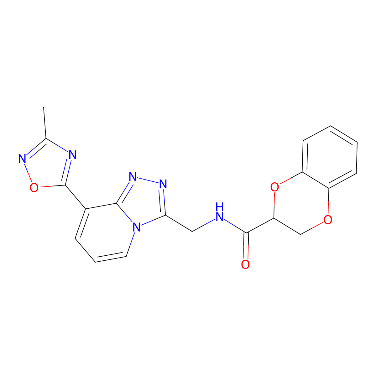 N-((8-(3-methyl-1,2,4-oxadiazol-5-yl)-[1,2,4]triazolo[4,3-a]pyridin-3-yl)methyl)-2,3-dihydrobenzo[b][1,4]dioxine-2-carboxamide molecular structure, CAS 2034457-47-9