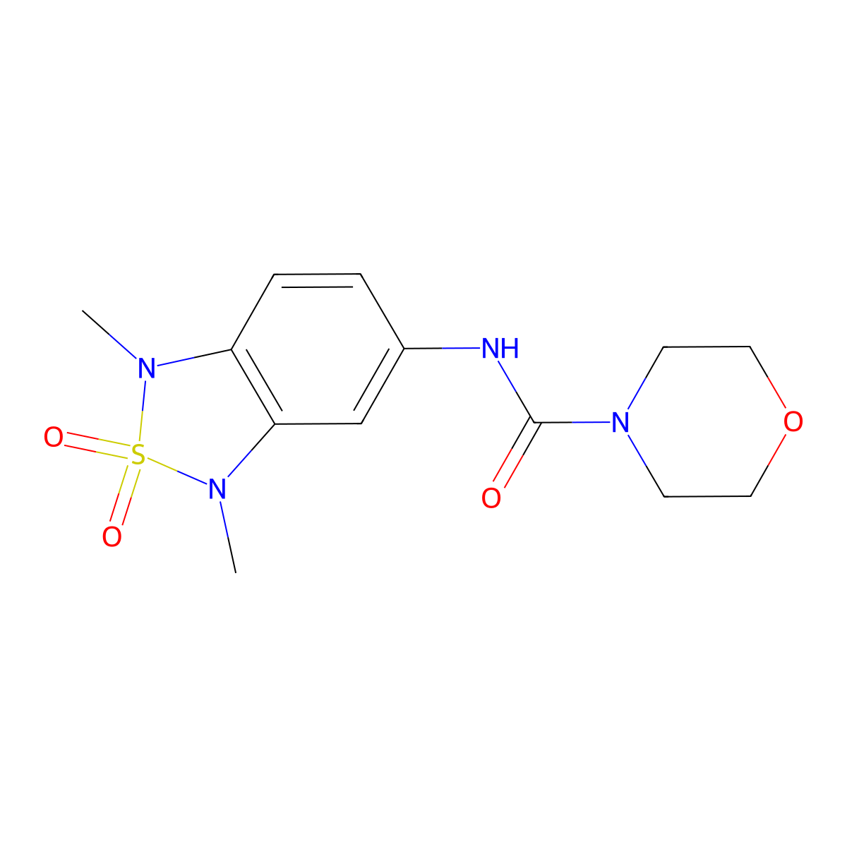 N-(1,3-dimethyl-2,2-dioxido-1,3-dihydrobenzo[c][1,2,5]thiadiazol-5-yl)morpholine-4-carboxamide molecular structure, CAS 2034457-52-6