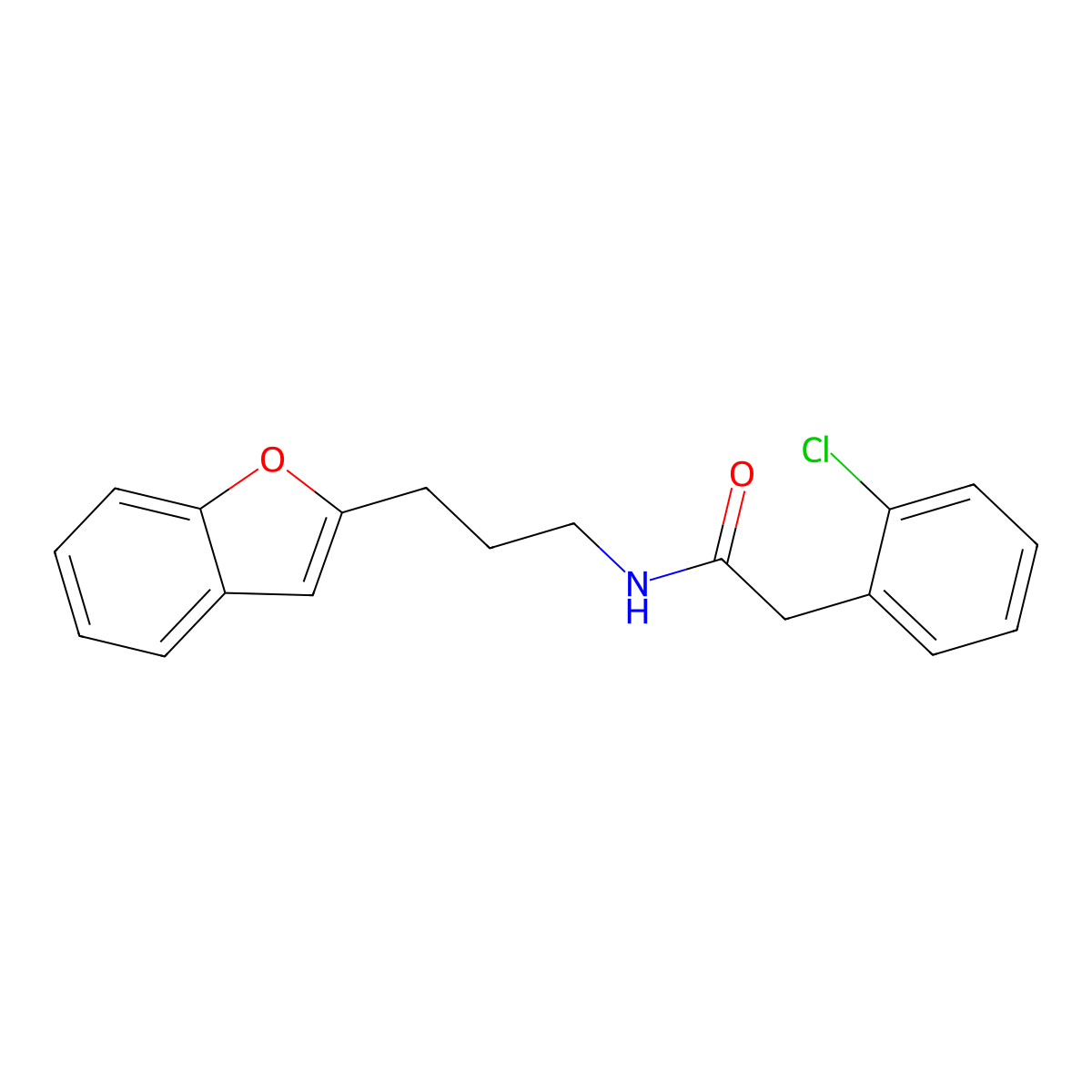 N-(3-(benzofuran-2-yl)propyl)-2-(2-chlorophenyl)acetamide molecular structure, CAS 2034457-53-7