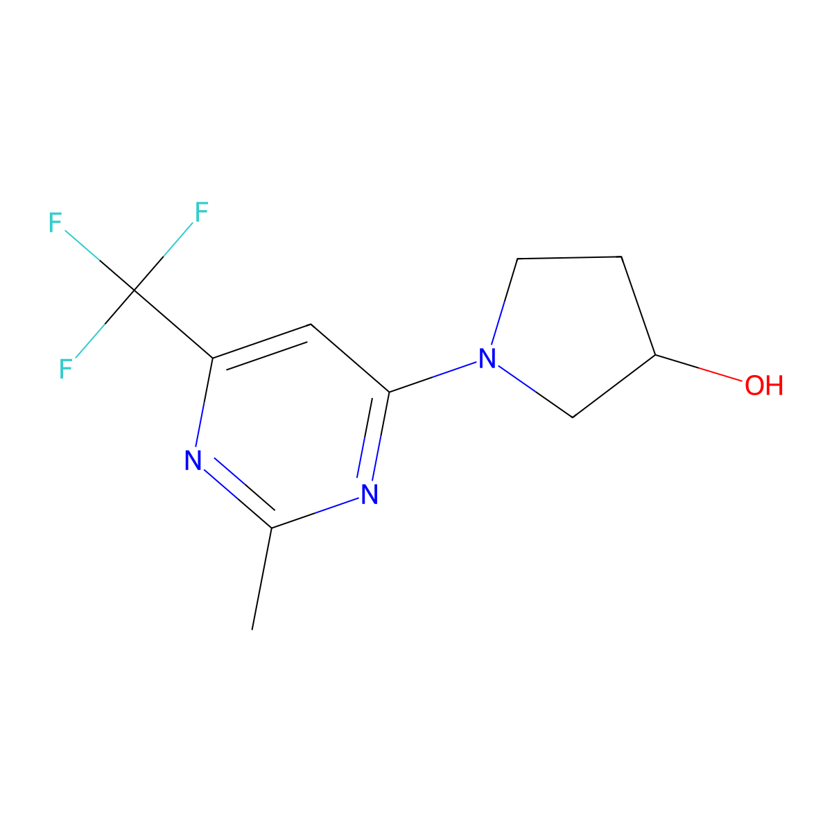 1-[2-Methyl-6-(trifluoromethyl)pyrimidin-4-yl]pyrrolidin-3-ol molecular structure, CAS 2034457-56-0
