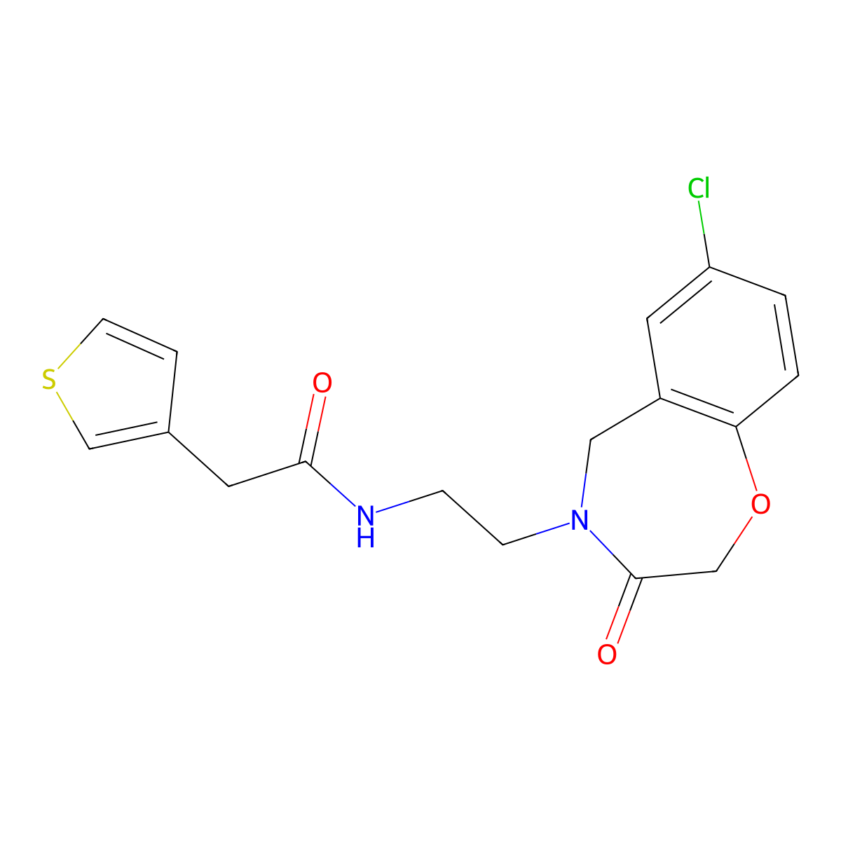 N-(2-(7-chloro-3-oxo-2,3-dihydrobenzo[f][1,4]oxazepin-4(5H)-yl)ethyl)-2-(thiophen-3-yl)acetamide molecular structure, CAS 2034457-60-6