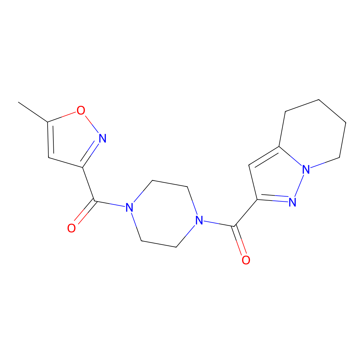 (5-Methylisoxazol-3-yl)(4-(4,5,6,7-tetrahydropyrazolo[1,5-a]pyridine-2-carbonyl)piperazin-1-yl)methanone molecular structure, CAS 2034457-61-7