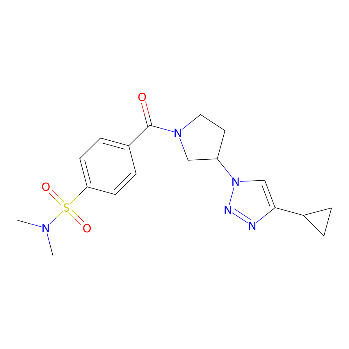 4-(3-(4-cyclopropyl-1H-1,2,3-triazol-1-yl)pyrrolidine-1-carbonyl)-N,N-dimethylbenzenesulfonamide molecular structure, CAS 2034457-66-2