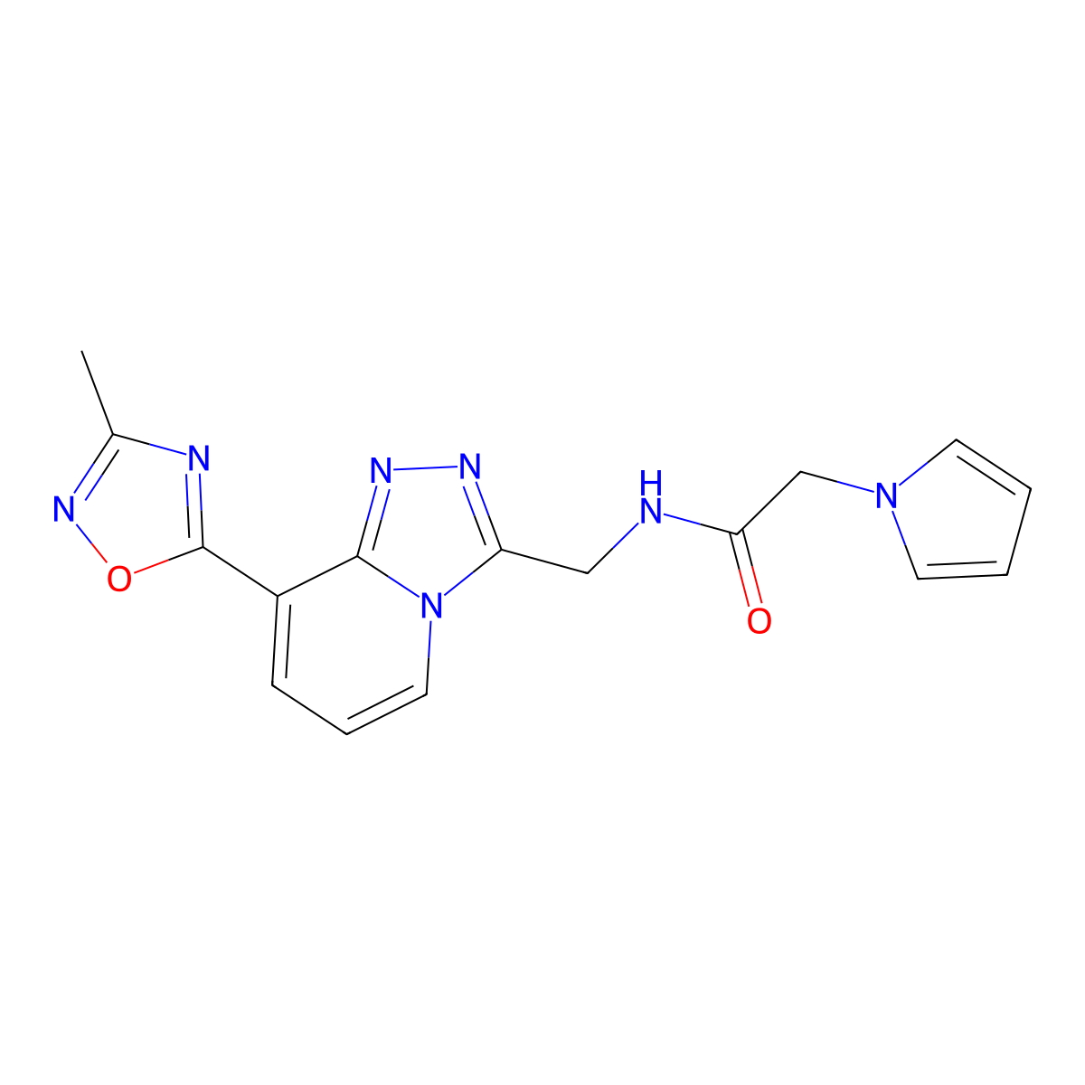 N-{[8-(3-methyl-1,2,4-oxadiazol-5-yl)-[1,2,4]triazolo[4,3-a]pyridin-3-yl]methyl}-2-(1H-pyrrol-1-yl)acetamide molecular structure, CAS 2034457-76-4