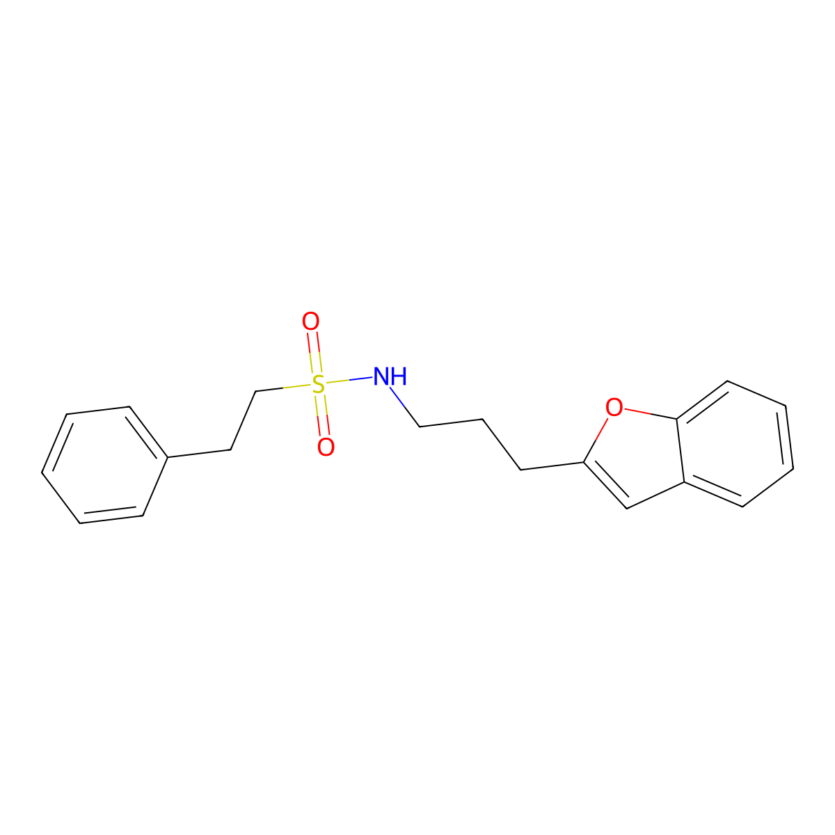 N-(3-(benzofuran-2-yl)propyl)-2-phenylethanesulfonamide molecular structure, CAS 2034457-81-1