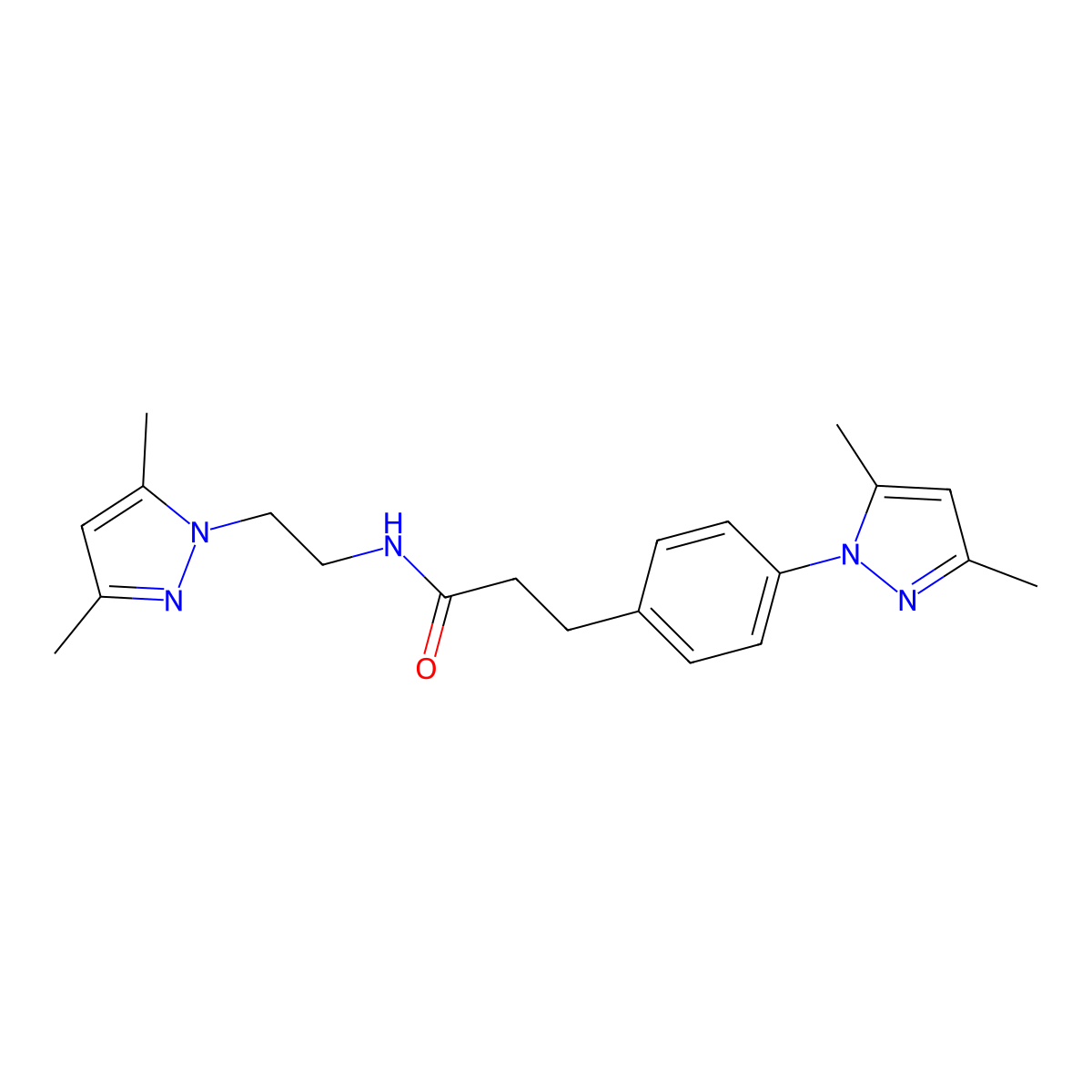 N-[2-(3,5-dimethyl-1H-pyrazol-1-yl)ethyl]-3-[4-(3,5-dimethyl-1H-pyrazol-1-yl)phenyl]propanamide molecular structure, CAS 2034457-88-8