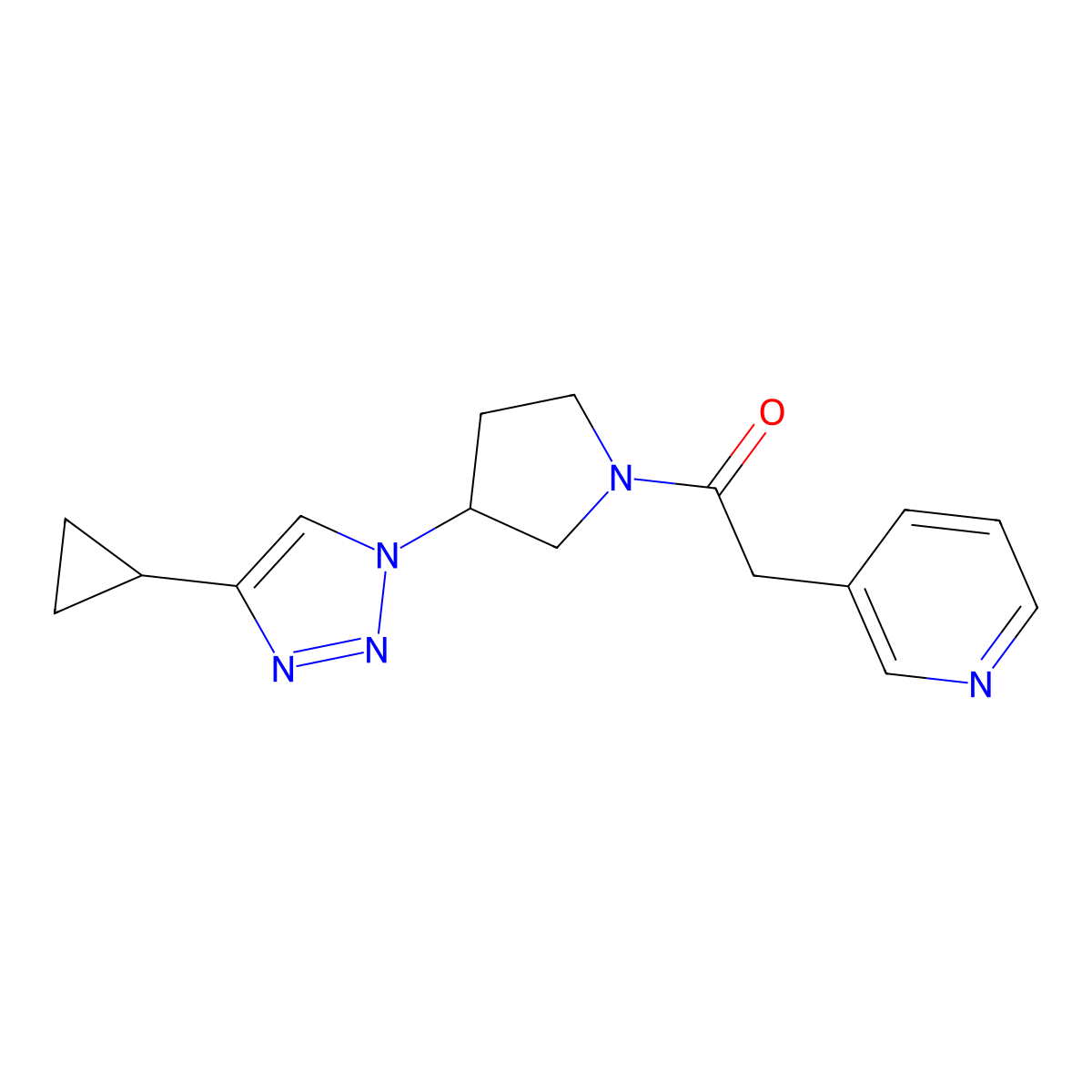 1-(3-(4-cyclopropyl-1H-1,2,3-triazol-1-yl)pyrrolidin-1-yl)-2-(pyridin-3-yl)ethanone molecular structure, CAS 2034457-93-5