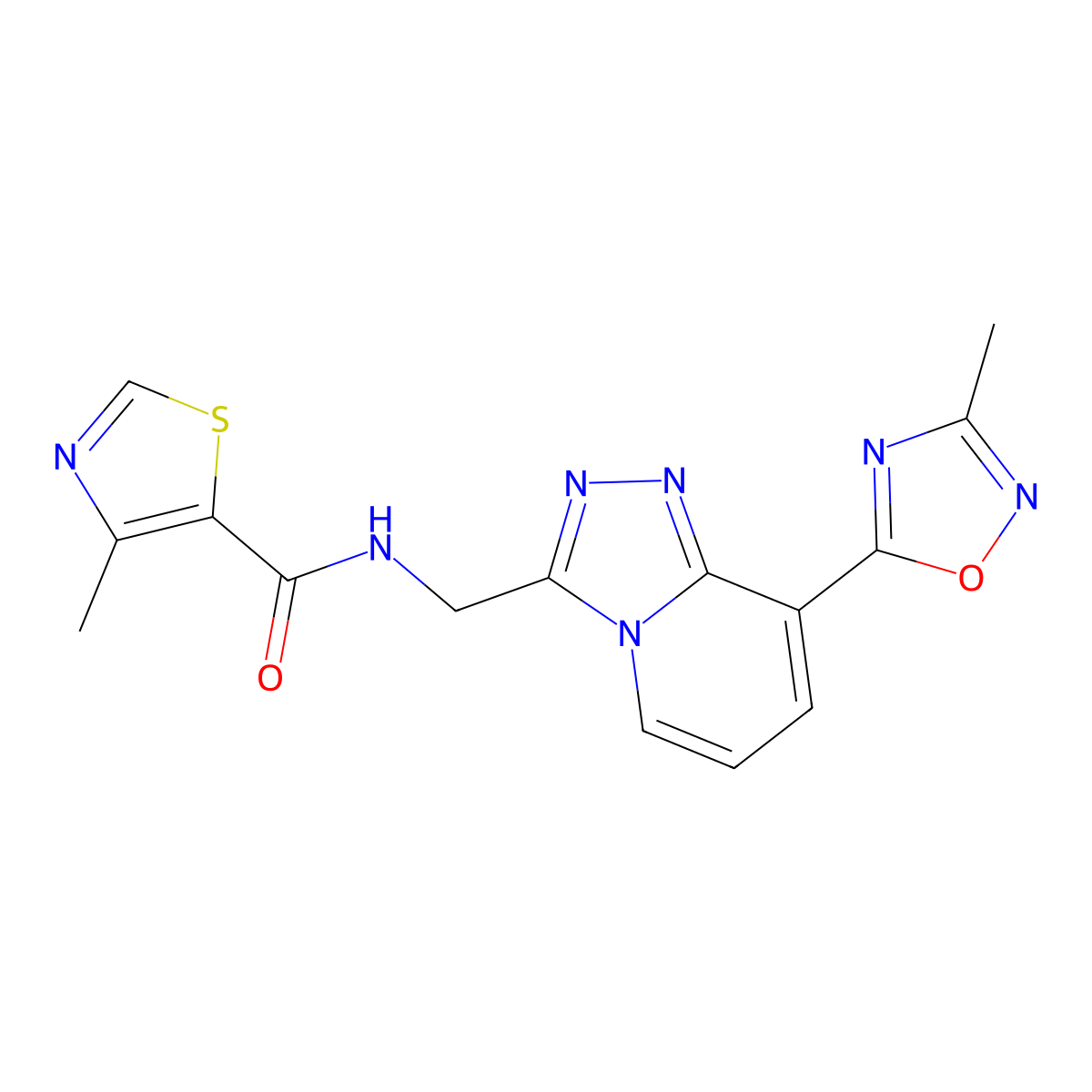 4-methyl-N-((8-(3-methyl-1,2,4-oxadiazol-5-yl)-[1,2,4]triazolo[4,3-a]pyridin-3-yl)methyl)thiazole-5-carboxamide molecular structure, CAS 2034457-95-7