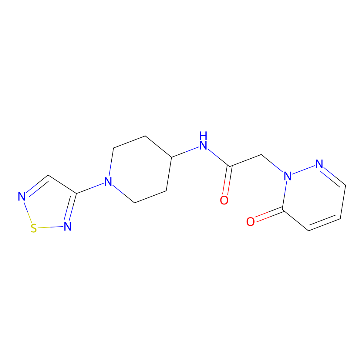 2-(6-oxo-1,6-dihydropyridazin-1-yl)-N-[1-(1,2,5-thiadiazol-3-yl)piperidin-4-yl]acetamide molecular structure, CAS 2034457-98-0