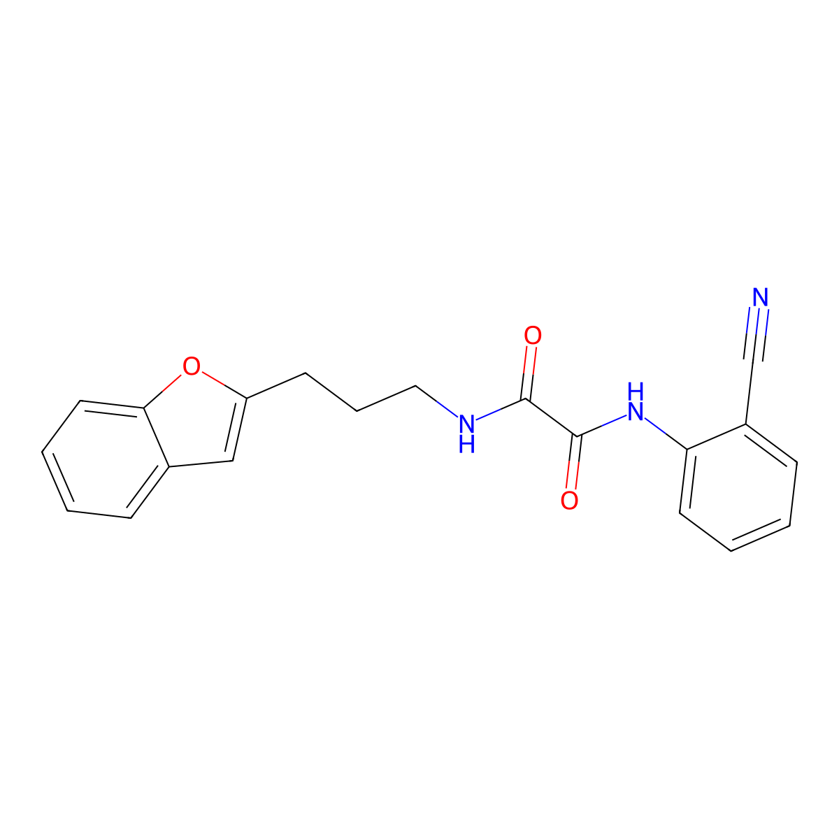 N1-(3-(benzofuran-2-yl)propyl)-N2-(2-cyanophenyl)oxalamide molecular structure, CAS 2034458-01-8