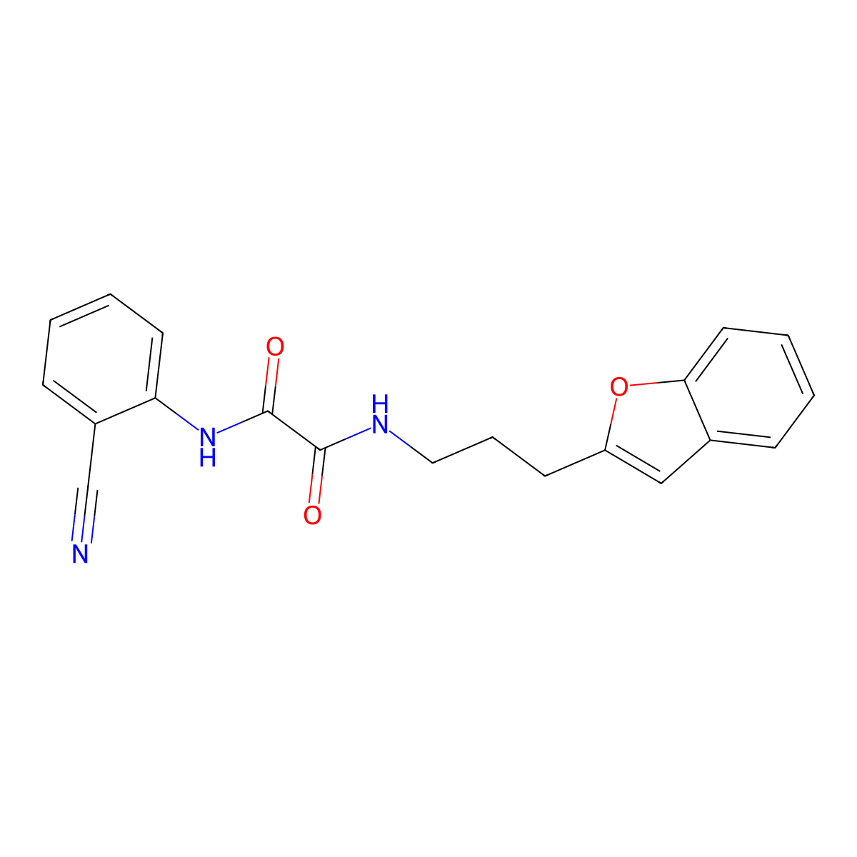 N1-(3-(benzofuran-2-yl)propyl)-N2-(2-cyanophenyl)oxalamide molecular structure, CAS 2034458-01-8