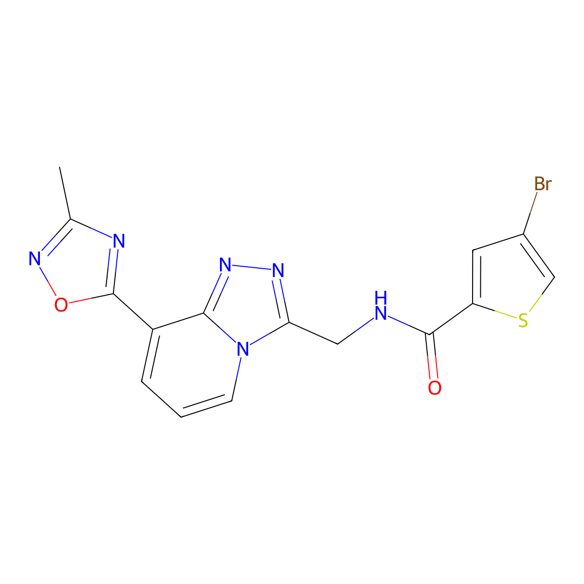 4-bromo-N-((8-(3-methyl-1,2,4-oxadiazol-5-yl)-[1,2,4]triazolo[4,3-a]pyridin-3-yl)methyl)thiophene-2-carboxamide molecular structure, CAS 2034458-04-1