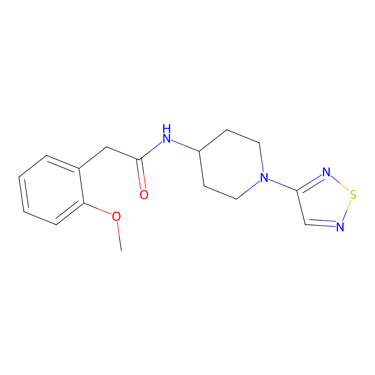 2-(2-methoxyphenyl)-N-[1-(1,2,5-thiadiazol-3-yl)piperidin-4-yl]acetamide molecular structure, CAS 2034458-06-3