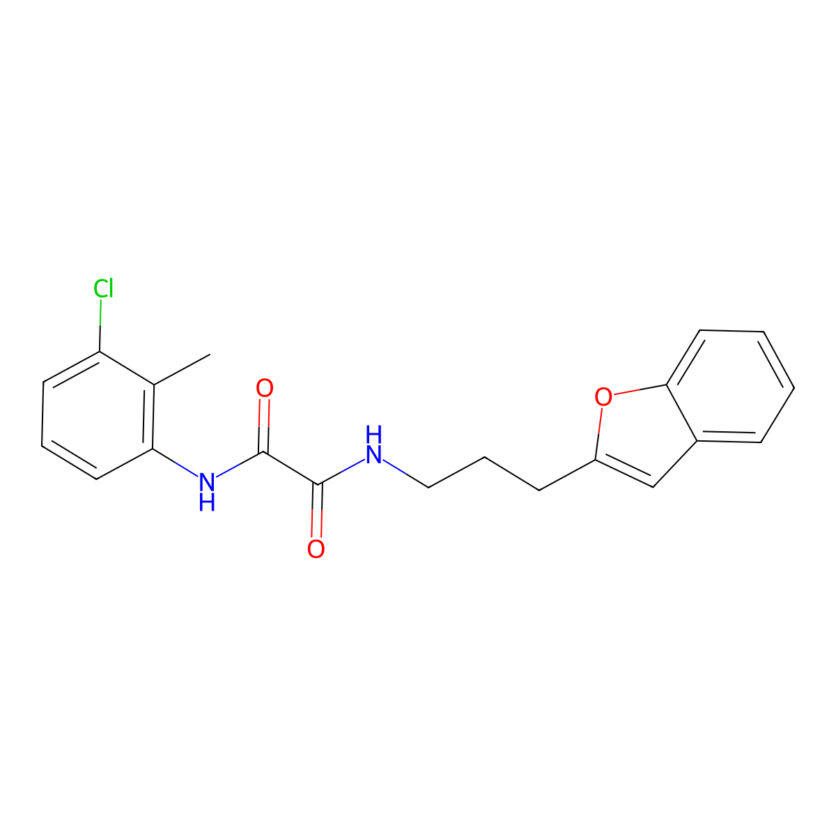 N1-(3-(benzofuran-2-yl)propyl)-N2-(3-chloro-2-methylphenyl)oxalamide molecular structure, CAS 2034458-07-4