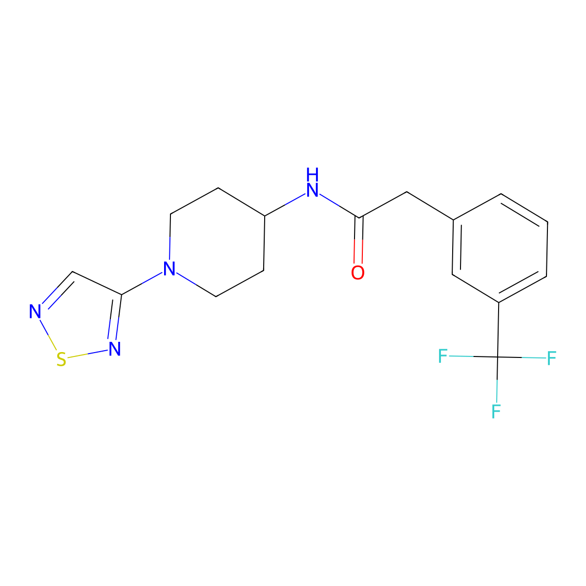 N-[1-(1,2,5-thiadiazol-3-yl)piperidin-4-yl]-2-[3-(trifluoromethyl)phenyl]acetamide molecular structure, CAS 2034458-12-1