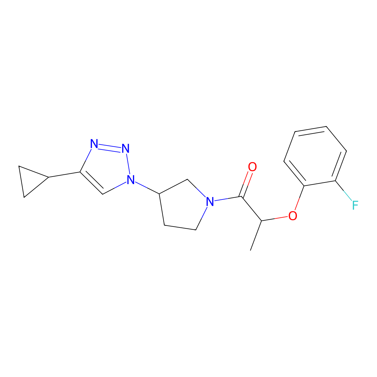 1-(3-(4-cyclopropyl-1H-1,2,3-triazol-1-yl)pyrrolidin-1-yl)-2-(2-fluorophenoxy)propan-1-one molecular structure, CAS 2034458-15-4