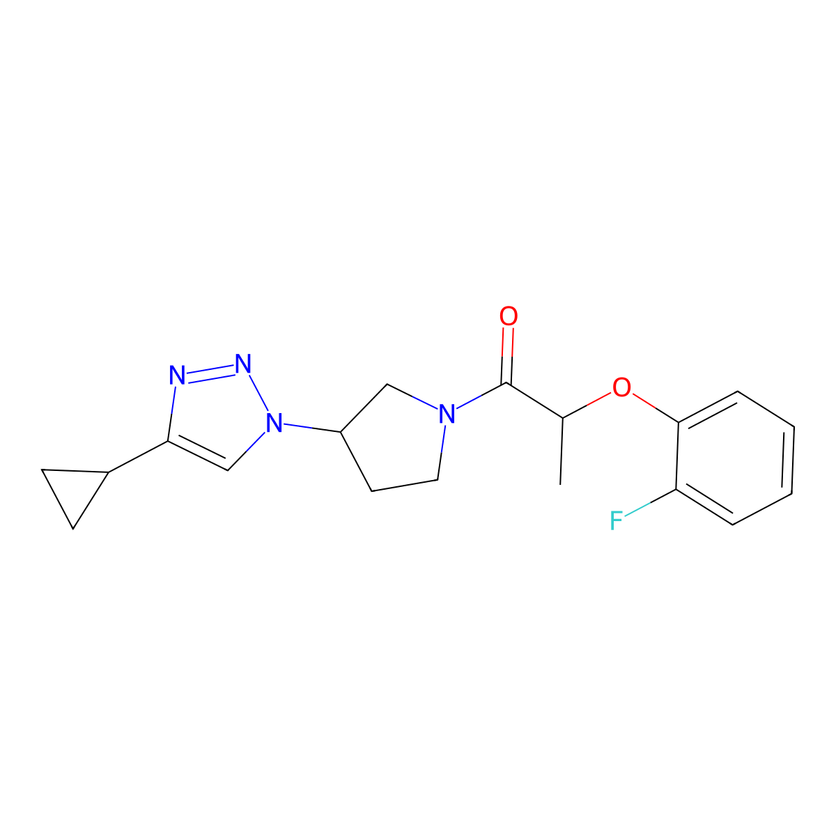 1-(3-(4-cyclopropyl-1H-1,2,3-triazol-1-yl)pyrrolidin-1-yl)-2-(2-fluorophenoxy)propan-1-one molecular structure, CAS 2034458-15-4