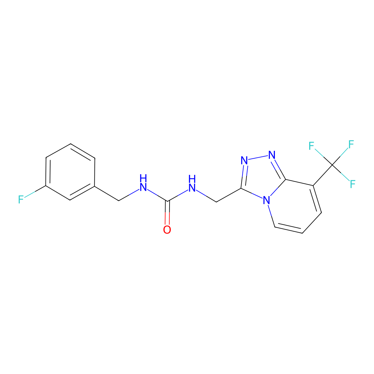 1-(3-Fluorobenzyl)-3-((8-(trifluoromethyl)-[1,2,4]triazolo[4,3-a]pyridin-3-yl)methyl)urea molecular structure, CAS 2034458-16-5
