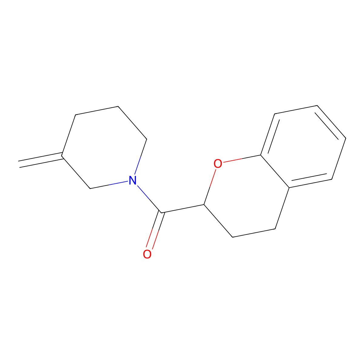 1-(3,4-dihydro-2H-1-benzopyran-2-carbonyl)-3-methylidenepiperidine molecular structure, CAS 2034458-17-6