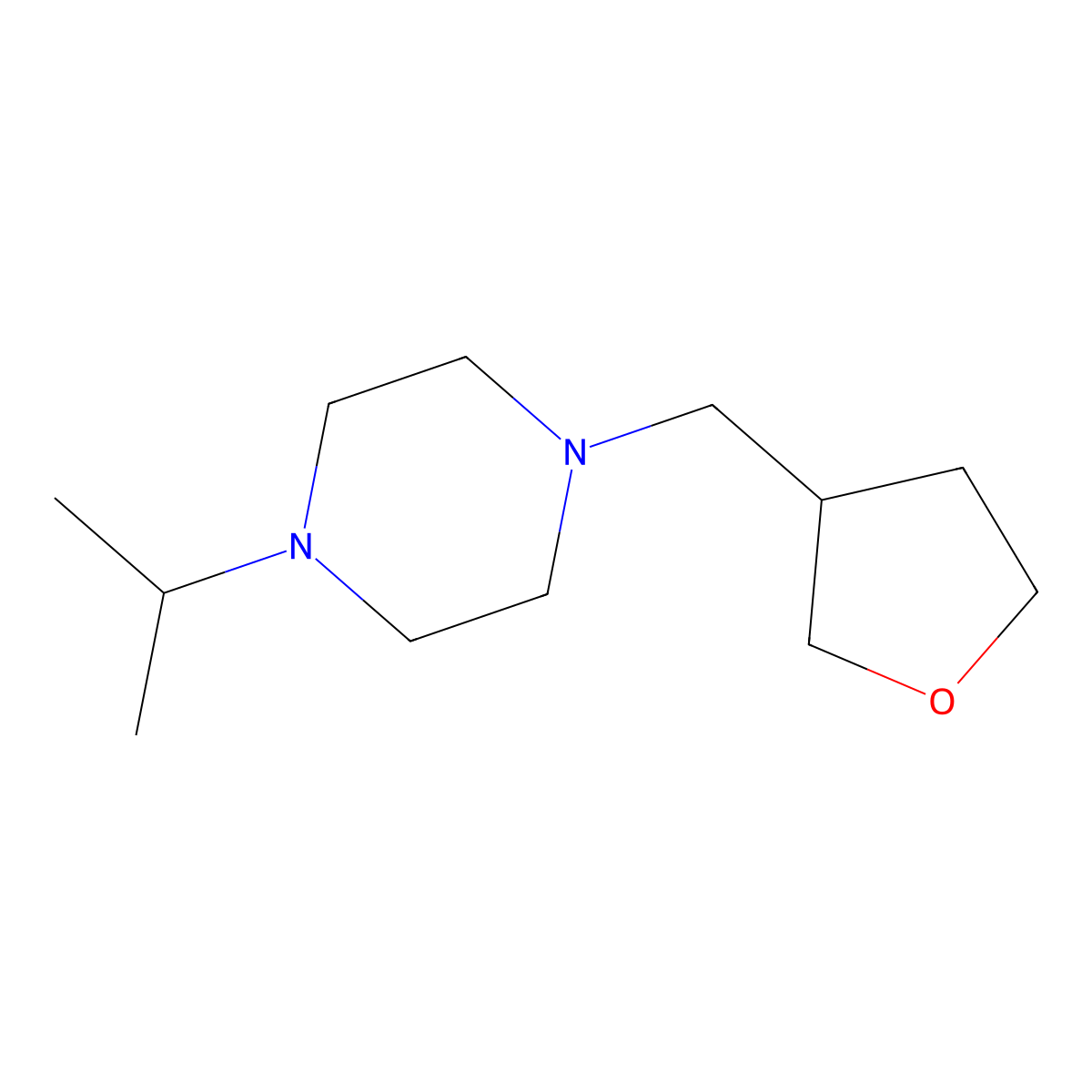 1-Isopropyl-4-((tetrahydrofuran-3-yl)methyl)piperazine molecular structure, CAS 2034458-21-2
