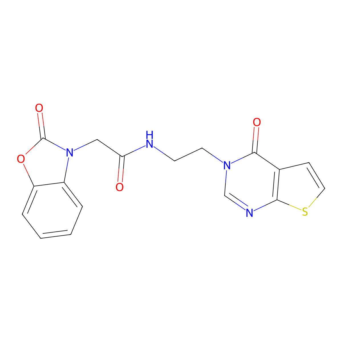 2-(2-oxobenzo[d]oxazol-3(2H)-yl)-N-(2-(4-oxothieno[2,3-d]pyrimidin-3(4H)-yl)ethyl)acetamide molecular structure, CAS 2034458-25-6